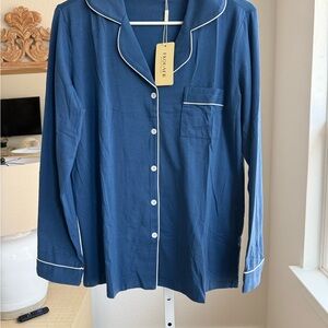 Kohver Navy Blue Pajama Top with White Piping